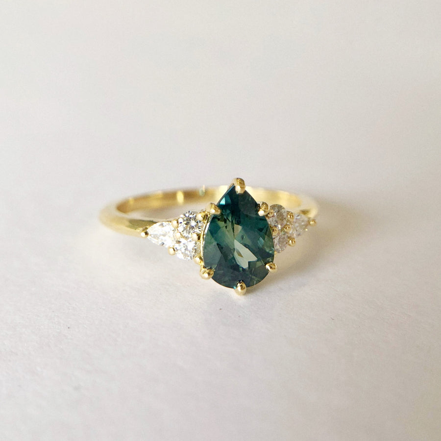 Sadie Pear Parti Sapphire Ring 4 with Diamonds