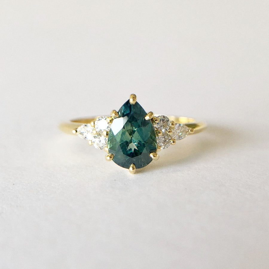 Sadie Pear Parti Sapphire Ring 4 with Diamonds
