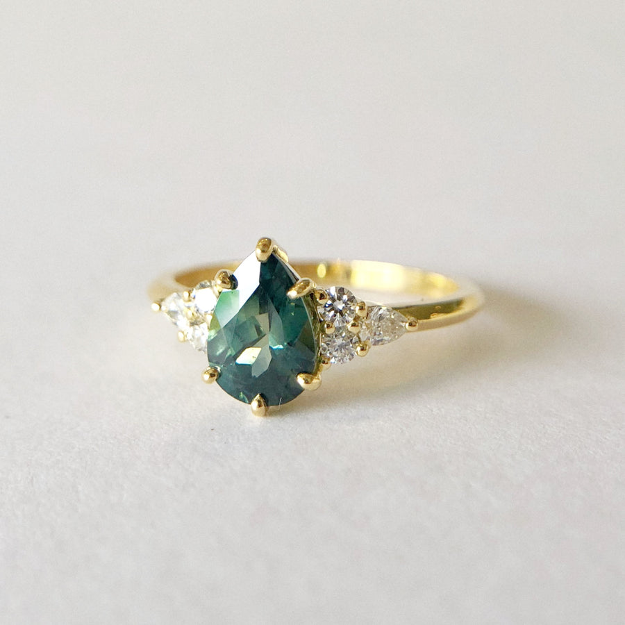 Sadie Pear Parti Sapphire Ring 4 with Diamonds