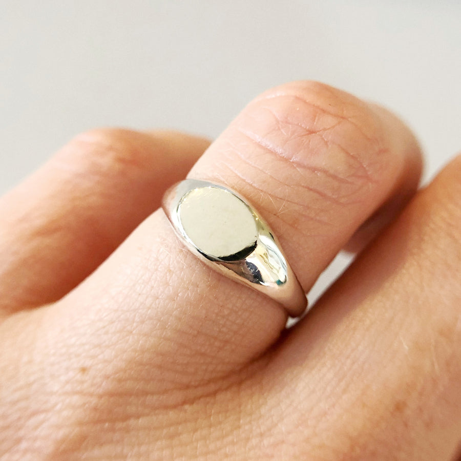 Small Sideways Oval Signet Ring