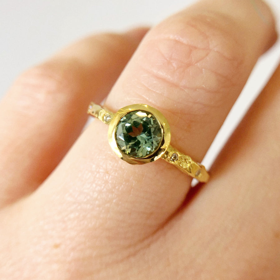 Valletta Ring III with Australian Sapphire and Diamonds