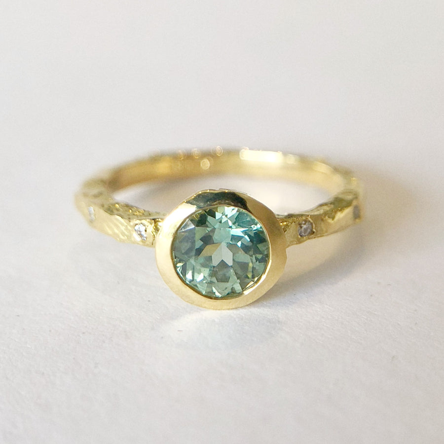 Valletta Ring III with Australian Sapphire and Diamonds