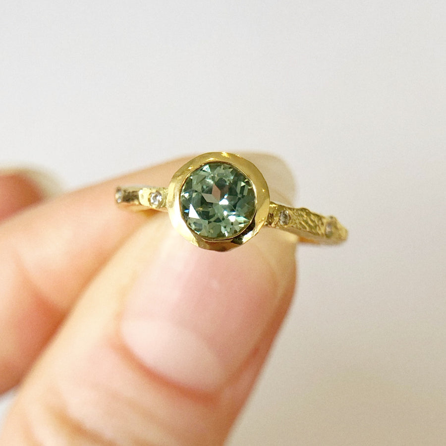 Valletta Ring III with Australian Sapphire and Diamonds