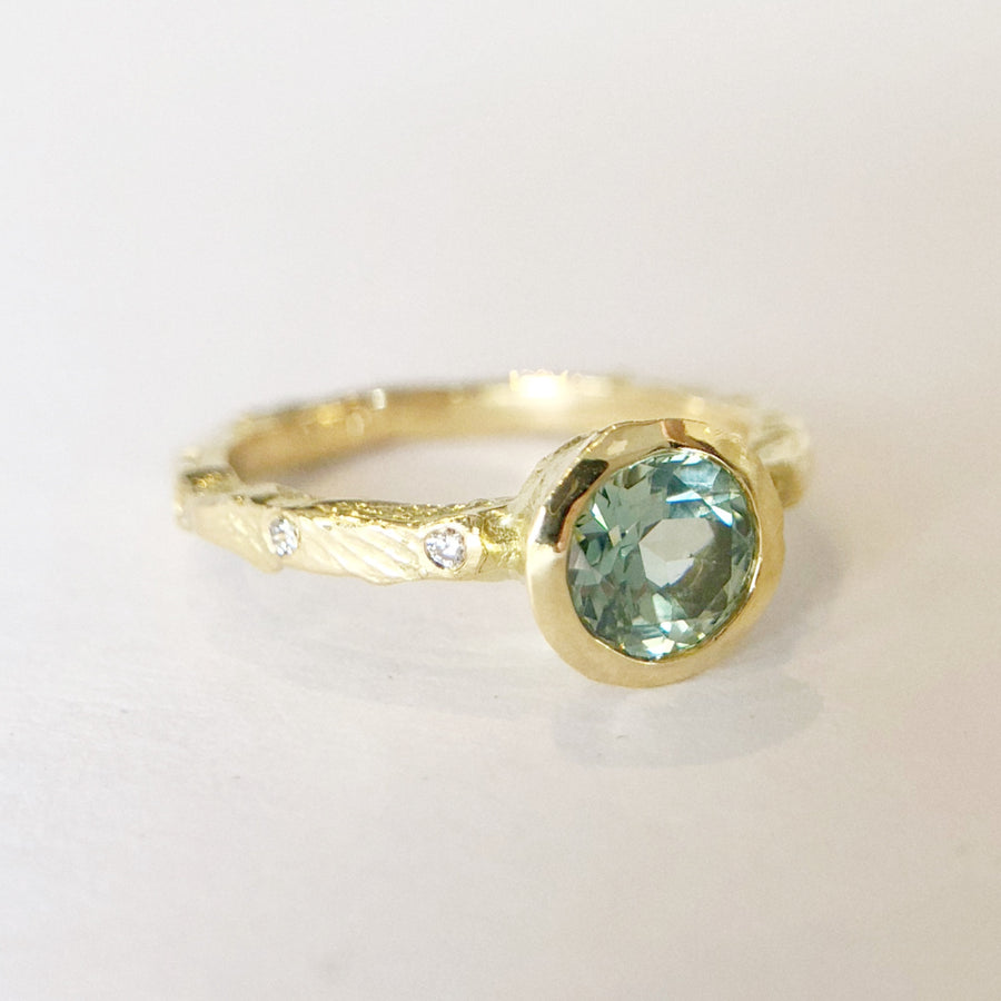 Valletta Ring III with Australian Sapphire and Diamonds