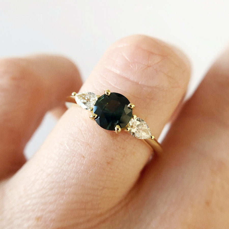 Willow Ring with Australian Sapphire and Diamonds