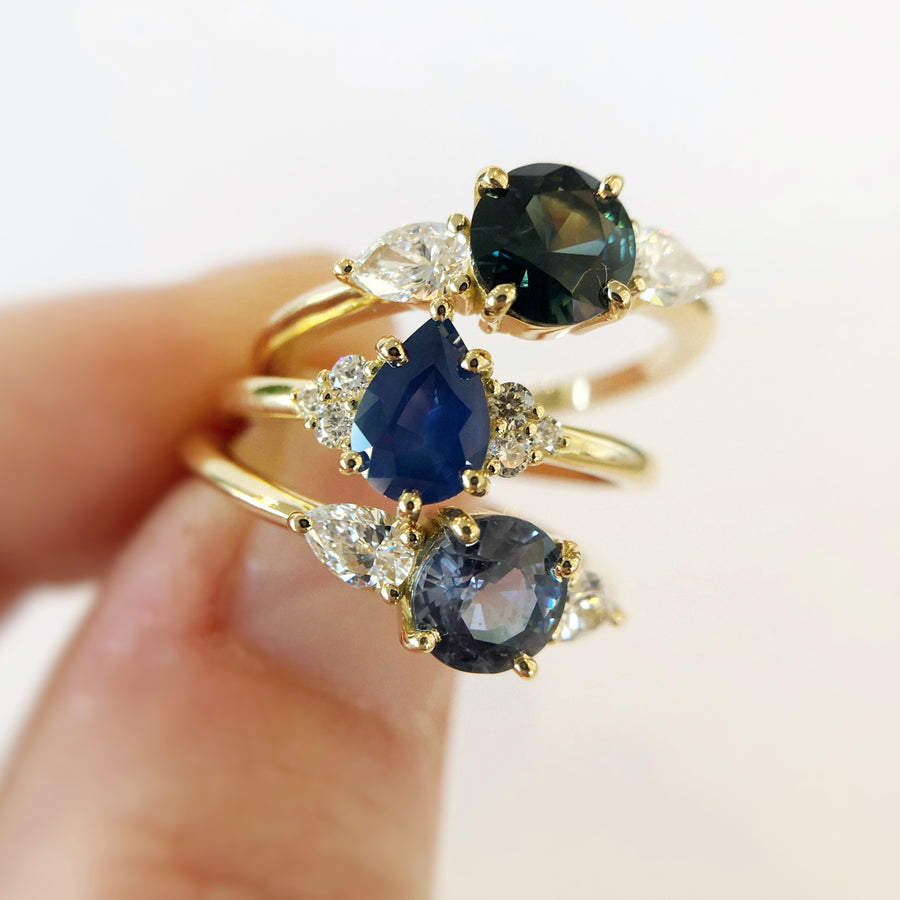 Willow Ring with Ceylon Sapphire and Diamonds