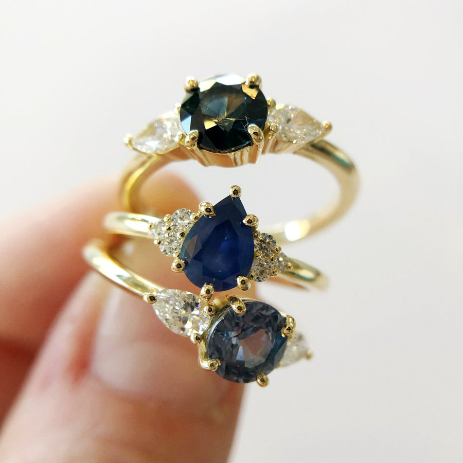 Willow Ring with Ceylon Sapphire and Diamonds